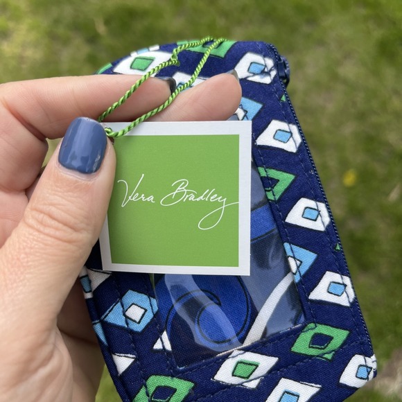 Vera Bradley Small Wristlet Zip Up Wallet - Mosaic Blue New w/ Tags - Picture 4 of 5